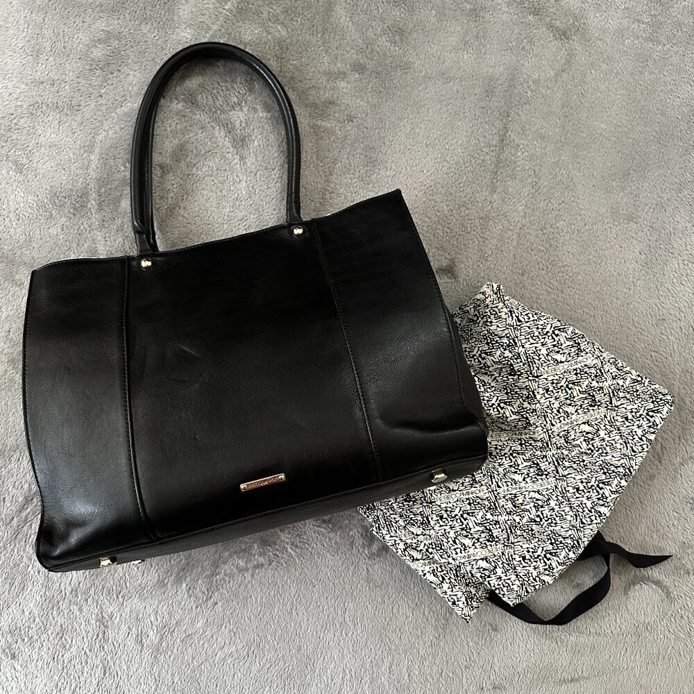 Rebecca Minkoff Black Medium MAB Tote Bag Shoulder Purse Handbag Leather